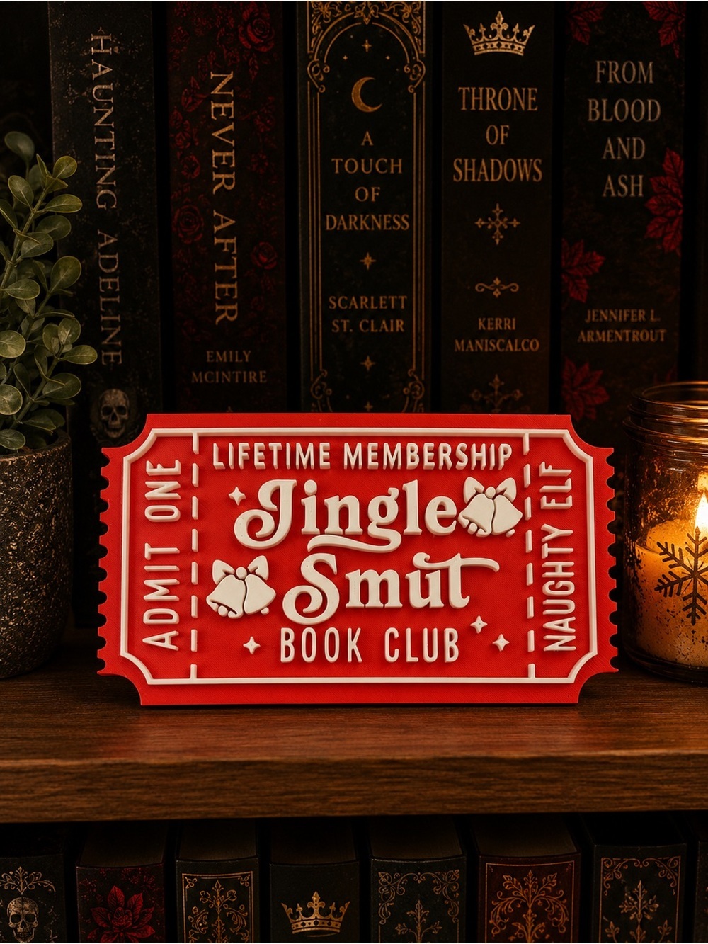 Jingle Smut Book Club Red Decorative Plaque